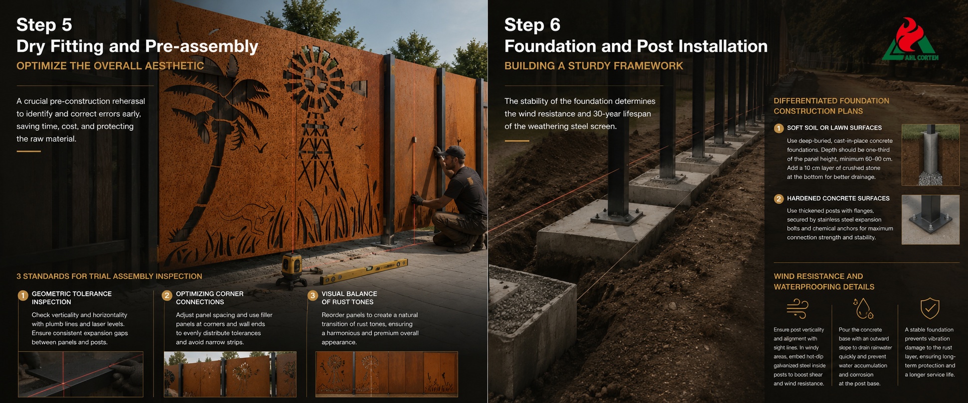 Step5 and 6 of Cutting Corten Steel Screen